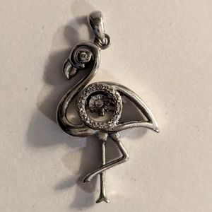 Flamingo Pendant with Diamond Accents in Sterling Silver